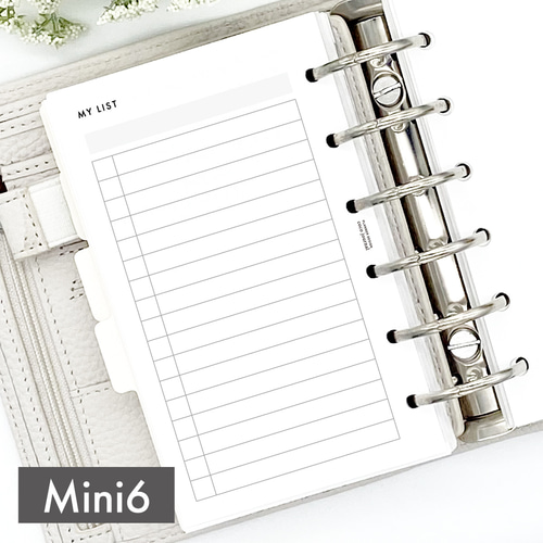 システム手帳リフィル《ミニ6サイズ》何でも使えるシンプルなリスト  