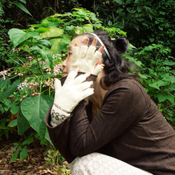 【お取り寄せ】asana ヘンプコットン 厚手 フレアースリーブ●草木染めリーフ 12枚目の画像