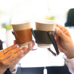持ち運びができるコーヒーホルダー(ストラップ付き)　 コーヒーカップホルダー　カップスリーブ 9枚目の画像