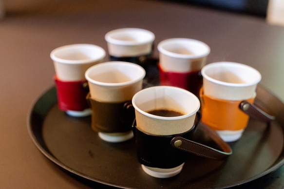 持ち運びができるコーヒーホルダー(ストラップ付き)　 コーヒーカップホルダー　カップスリーブ 7枚目の画像