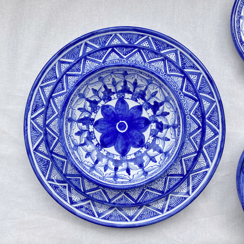 絵皿 20cm 中皿 GEO016 マヨリカ焼き イタリア陶器 青いお皿