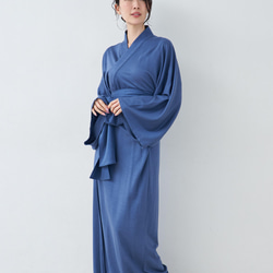 【プレミアム】浴衣ルームウェア -ブルー- 部屋着・寝間着・パジャマ・着物・和服 2枚目の画像
