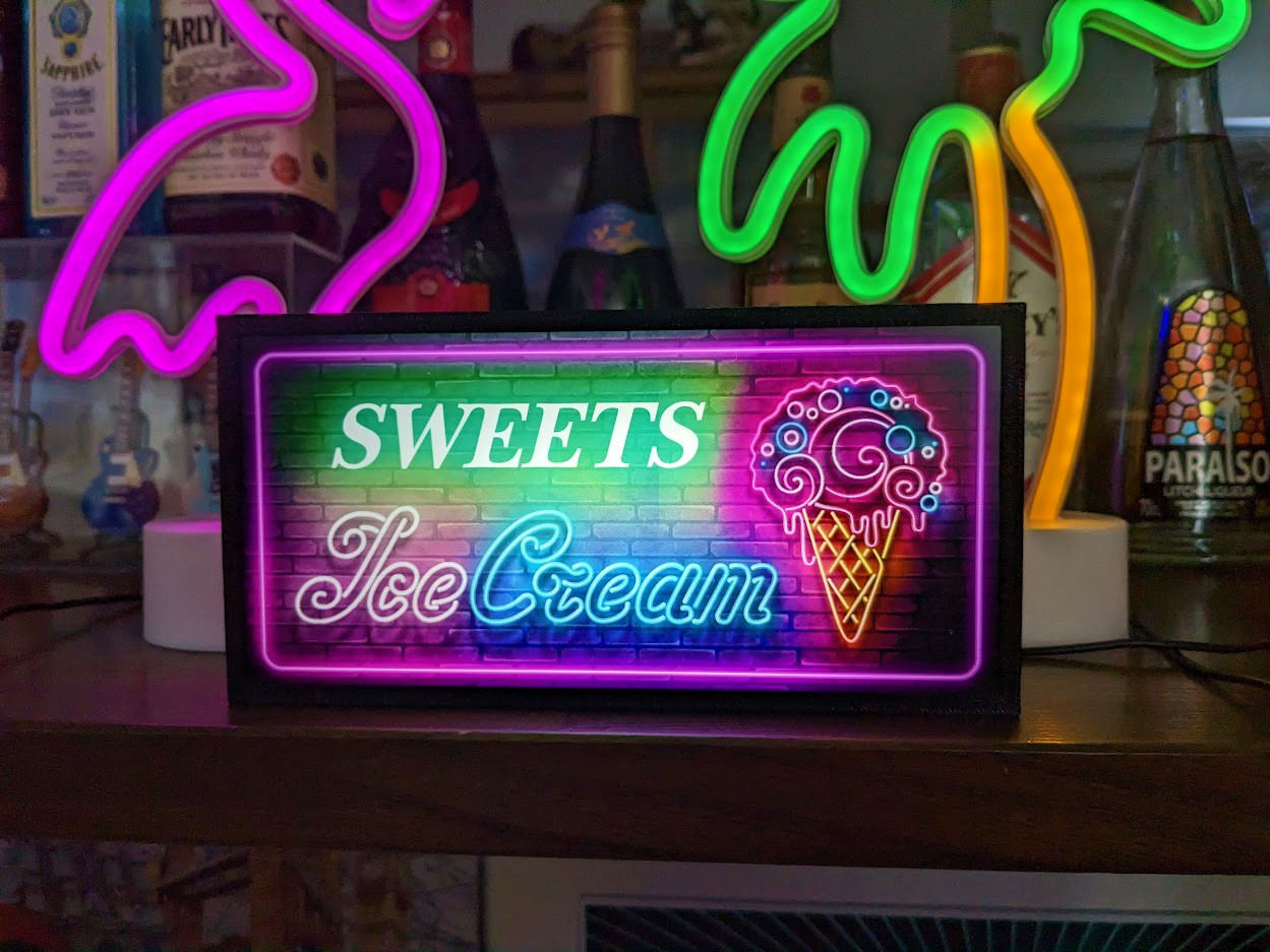 アメリカン アイスクリーム③ ソフトクリーム アイスキャンディー サイン 看板 置物 雑貨 LED2wayライトBOX