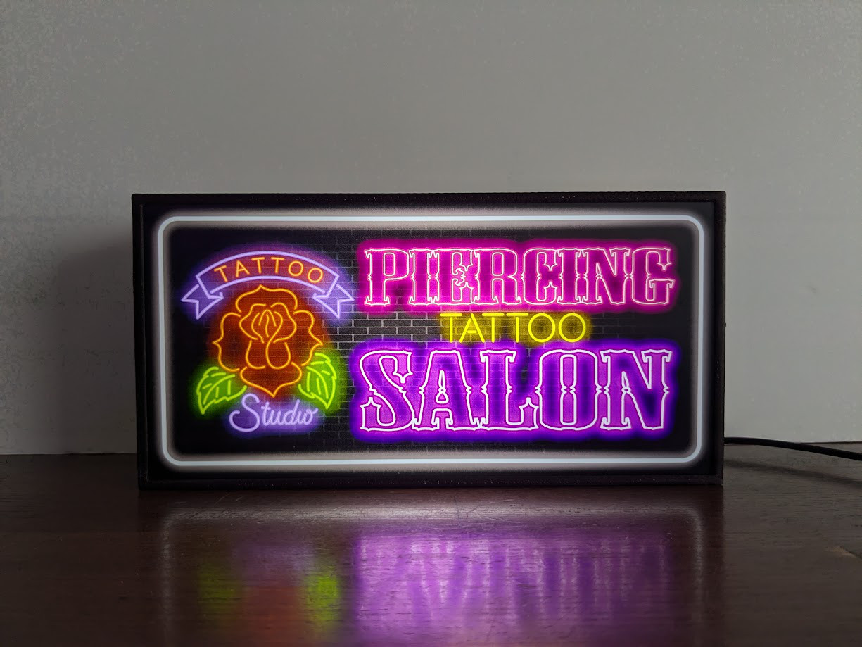 タトゥー TATTOO① 刺青 ファッション 薔薇 ロックンロール サイン 看板 置物 雑貨 LED2wayライトBOX