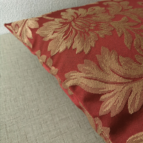 椅子生地で作る 座布団カバー おしゃれな大柄の花模様 赤 55×59