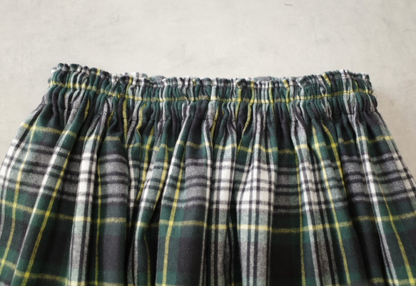 上質起毛シャギーチェックスカート　グリーン 3枚目の画像