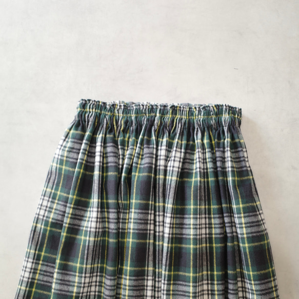 上質起毛シャギーチェックスカート　グリーン 6枚目の画像