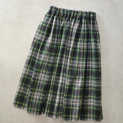 上質起毛シャギーチェックスカート　グリーン 2枚目の画像