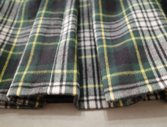 上質起毛シャギーチェックスカート　グリーン 8枚目の画像