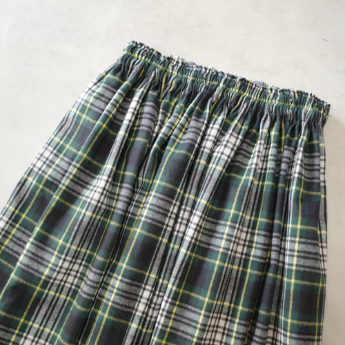 creema 上質シャギーチェックのギャザースカート オリーブグリーン 新品 1番人気♪上質シャギーチェックのギャザースカート オリーブ