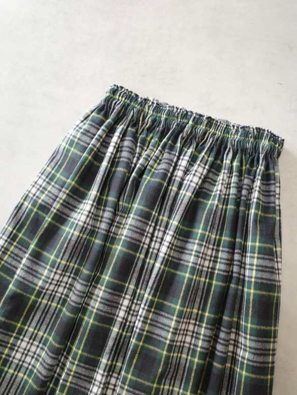 上質起毛シャギーチェックスカート　グリーン 4枚目の画像