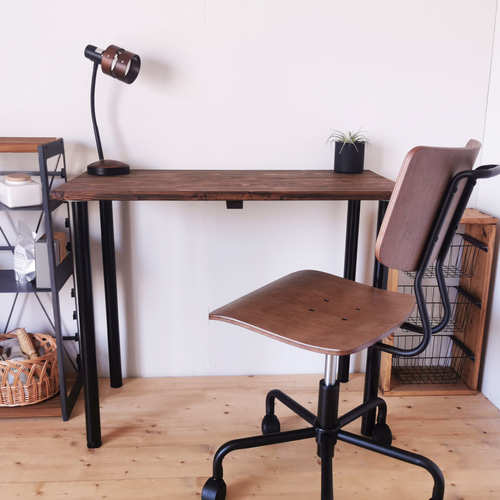 無垢材のデスク 90cm×45cm/ダークブラウン/ 工具不要 組立 最短5分