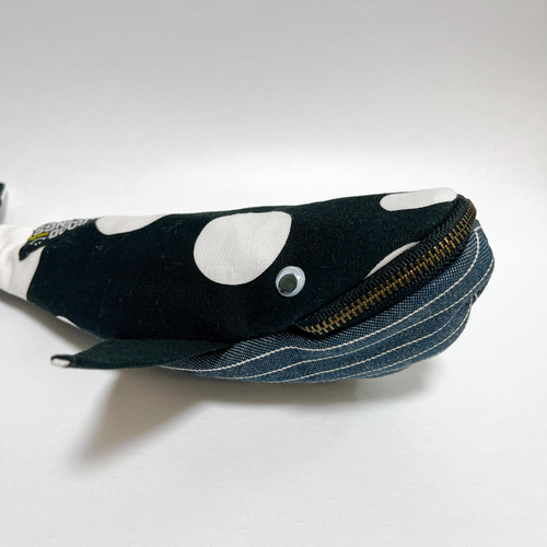 くじらポーチ ランダムドット柄□ペンケース クジラポーチ smileタグ