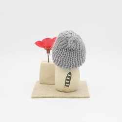 【干支置物】手作り陶人形 ニット帽をかぶった寅さん Mサイズ 2枚目の画像