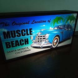 アメリカン カリフォルニア アメ車 旧車 マッスルビーチ ヤシの木 海 看板 置物 雑貨 LED2wayライトBOX 3枚目の画像