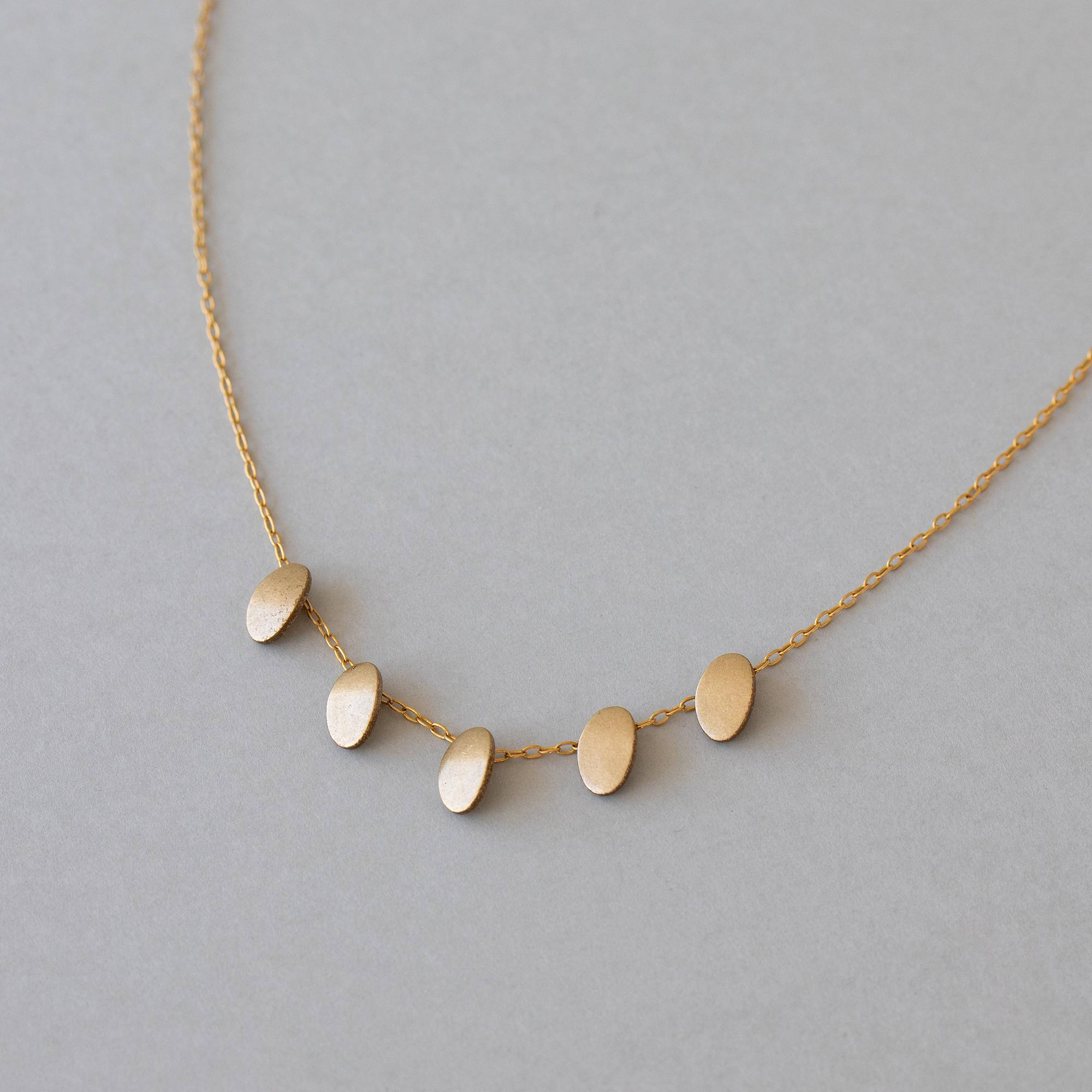 真鍮のオーバルネックレス**ステンレスチェーン〔14KGP〕