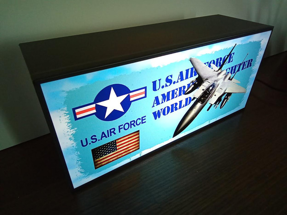 ミリタリー 戦闘機 U.S.AIR FORCE プラモデル サイン 看板 置物 雑貨 雑貨 LED2wayライトBOX 3枚目の画像