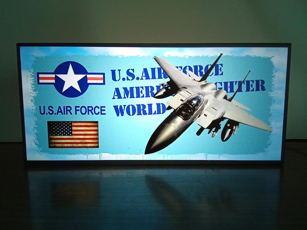 ミリタリー 戦闘機 U.S.AIR FORCE プラモデル サイン 看板 置物 雑貨 雑貨 LED2wayライトBOX