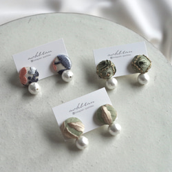 ミナペルホネンmermaid使用♪くるみボタンイヤリング イヤリング