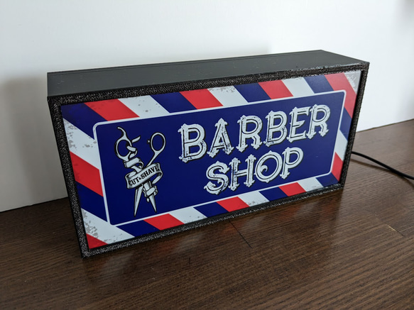 バーバーショップ 理容室 ヘアーサロン 床屋 BARBER⑤ サイン 看板 置物 雑貨 ライトBOX 電飾看板 電光看板 5枚目の画像