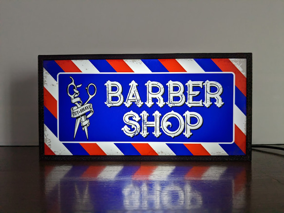 バーバーショップ 理容室 ヘアーサロン 床屋 BARBER⑤ サイン 看板 置物 雑貨 ライトBOX 電飾看板 電光看板 2枚目の画像