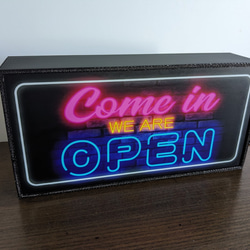 Come in OPEN オープン 開店 営業中 いらっしゃいませ サイン 看板 置物 雑貨 LED2wayライトBOX 5枚目の画像