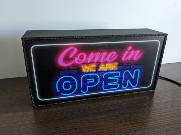 Come in OPEN オープン 開店 営業中 いらっしゃいませ サイン 看板 置物 雑貨 LED2wayライトBOX 5枚目の画像