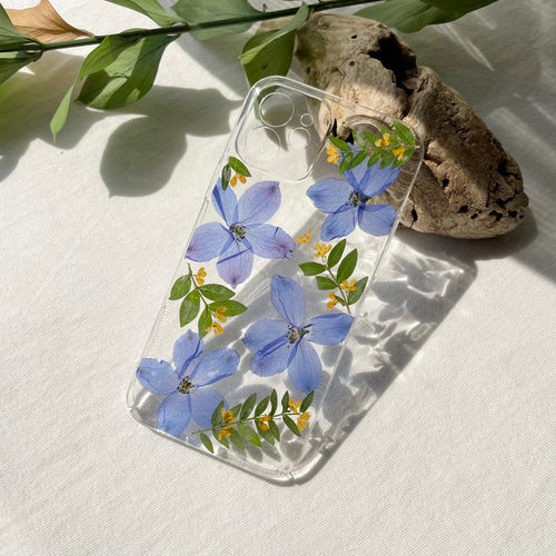 botanical blue 押し花スマホケース 全機種対応 android 13 botanical blue 押し花スマホケース 全機種対応 android 13