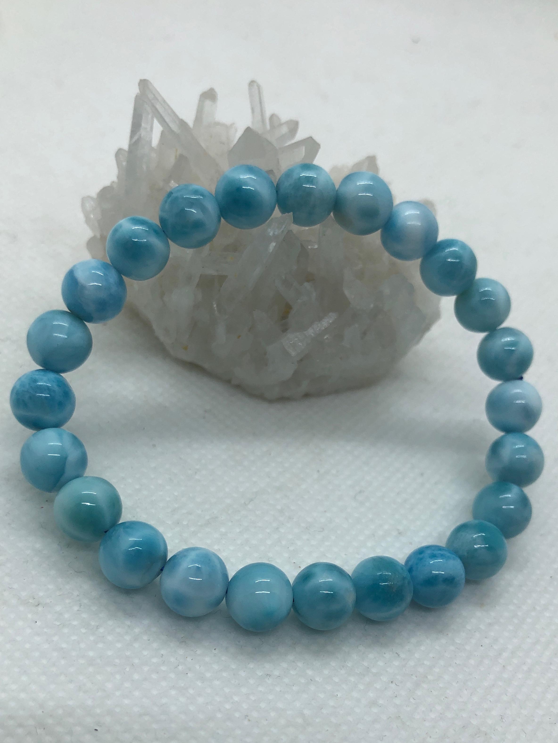 高品質ラリマー ブレスレット内径16〜16.5cm(8〜mmラウンド)