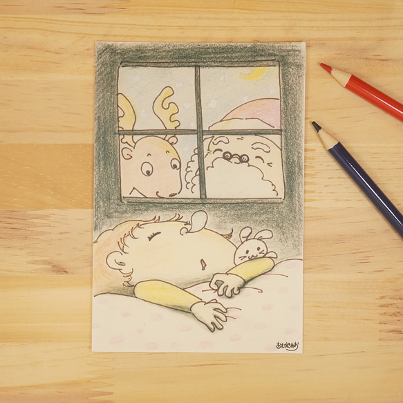 季節のポストカード&絵手紙【クリスマス】　色えんぴつアート　[4枚セット] 2枚目の画像