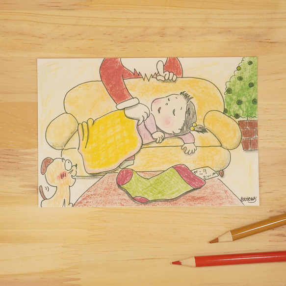 季節のポストカード&絵手紙【クリスマス】　色えんぴつアート　[4枚セット] 4枚目の画像