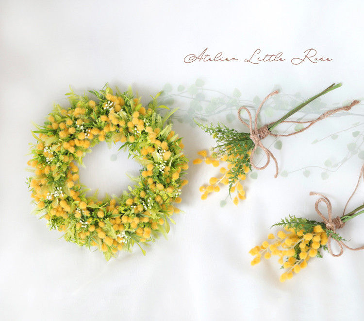 幸せのミモザリース＊ミモザリース＊スワッグ別売り＊ビタミンカラー*ミモザハンドメイド＊結婚祝い＊新築祝い＊