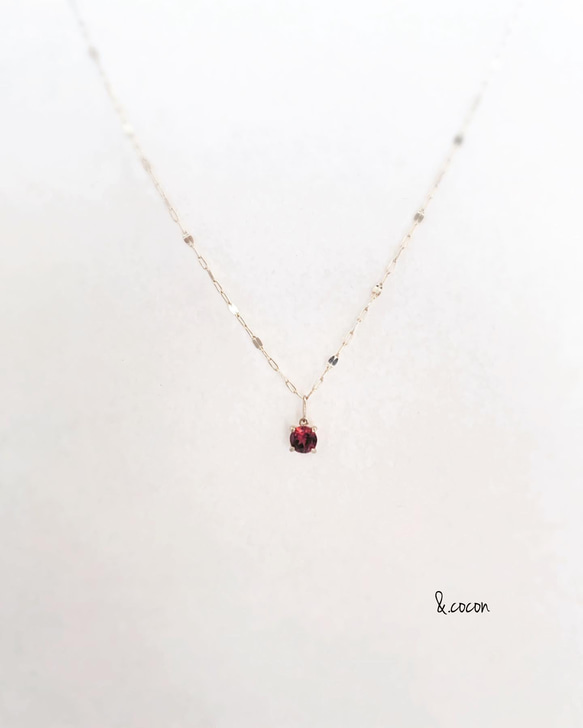 【ロードライトガーネット】1月誕生石✴︎2way K10YG New Simple  Necklace 4枚目の画像