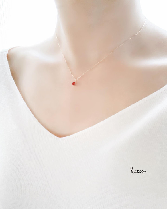 【ロードライトガーネット】1月誕生石✴︎2way K10YG New Simple  Necklace 1枚目の画像
