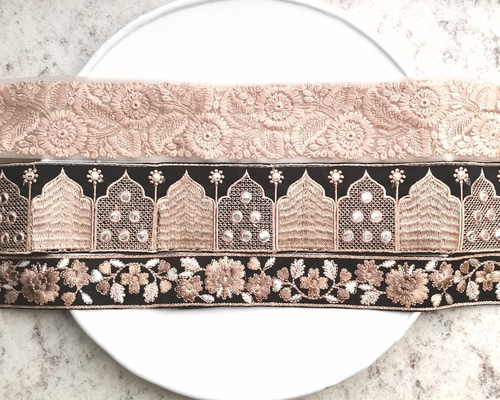 インド刺繍リボン専用 インド刺繍リボン No.14【ブルー】 インド刺繍/刺繍リボン/刺繍