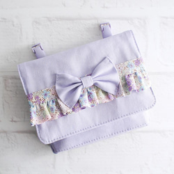 リボン*花柄フリル 移動ポケット・Wポケット*女の子*クリップ付き*D