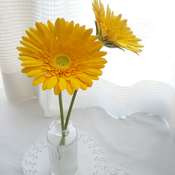 【訂做】❁ 黃泥花非洲菊 2 件套，室內花，單花花瓶❁ 第11張的照片