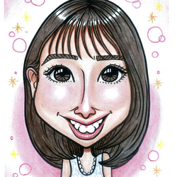 プレゼント似顔絵 A4サイズ【送料無料】 イラスト 似顔絵えくぼ1103