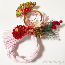 ✿つまみ細工✿ お正月リース/お正月飾り(ピンク) 2枚目の画像