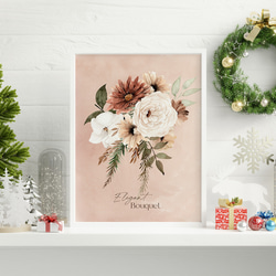 《超早割2022》クリスマスポスター　冬の花束 / i0369 / ベージュやブラウン、白を基調としたブーケやリース 3枚目の画像