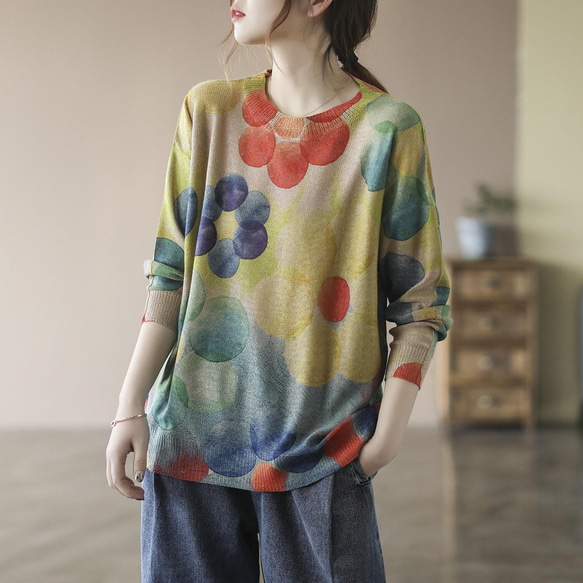 紫陽花 春夏用 セーター カットソー カシミヤセーターニットアウター 