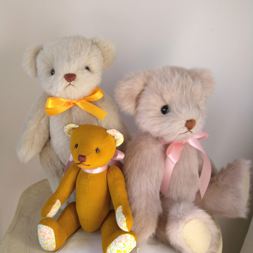 ピンクベージュのモフモフテディベア【受注制作】 ぬいぐるみ