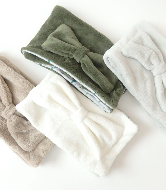 つけるだけで可愛い  3wayふんわりリボンマフラー ラベンダー 〈送料無料〉 8枚目の画像