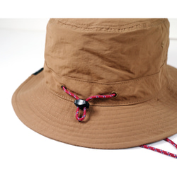 6dots撥水加工&軽量 バケットハット アウトドア 12色ひも変更可能　ユニセックス 帽子 お出かけ 日差し対策(茶) 8枚目の画像