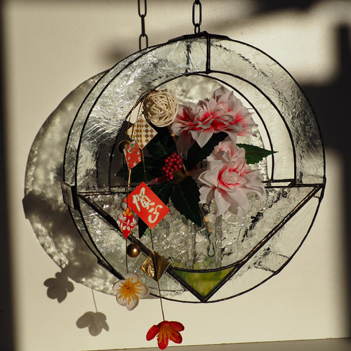 テラリウム円形（平型）ステンドグラス 花器 インテリア雑貨・生活道具