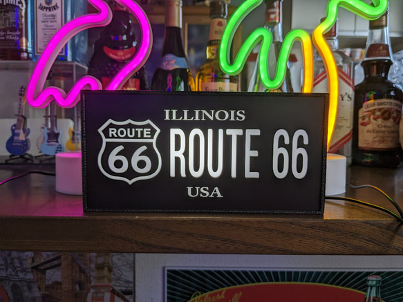アメリカン イリノイ ルート66 マザーロード ドライブ 標識 サイン 看板 置物 雑貨 LED2wayライトBOX 2枚目の画像
