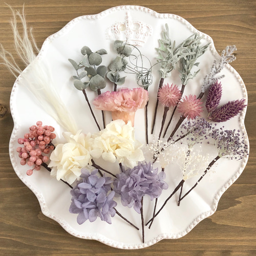 ヘッドドレス♡髪飾り カーネーションピンクパープル* プリザーブド 