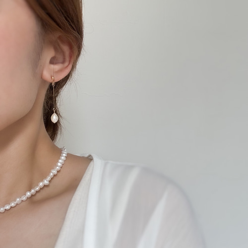 しずく型 淡水パール ピアス/イヤリング|ドロップ|雫|サージカル