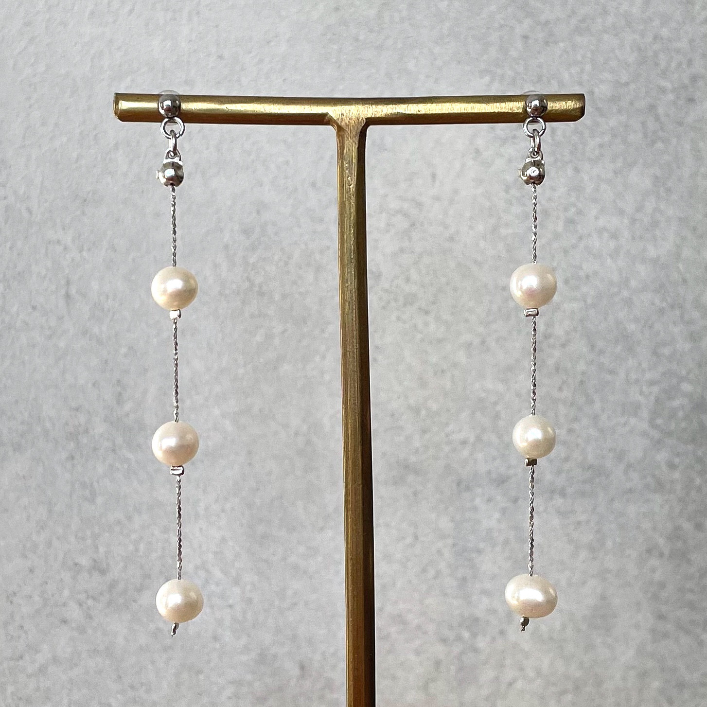 1238】ダイヤチェーンのロングピアス／イヤリング 1238】ダイヤ