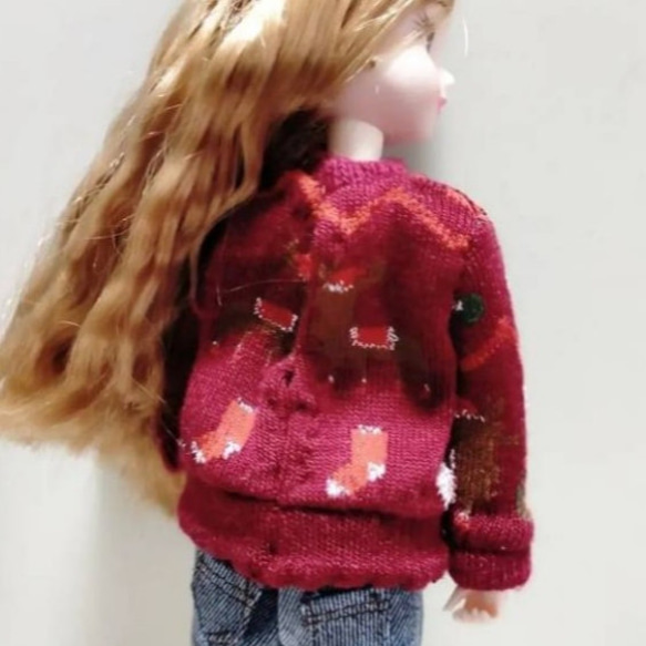 クリスマス 長袖 セーター 服 冬服 リカちゃん 2枚目の画像